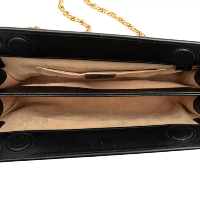 Black Gucci Small Calfskin Web Ophidia Chain Crossbody in Black Calfskin from Designer Revival, photo 2 of 2