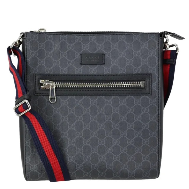 Gucci GG Supreme Canvas Square Messenger Bag Black 474137 in Black Canvas from Dallas Designer Handbags