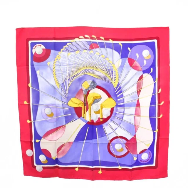 Hermès Scarf Carre 90 Swing Silk All Over Print Pink Blue in Blue Silk from The Reluxe