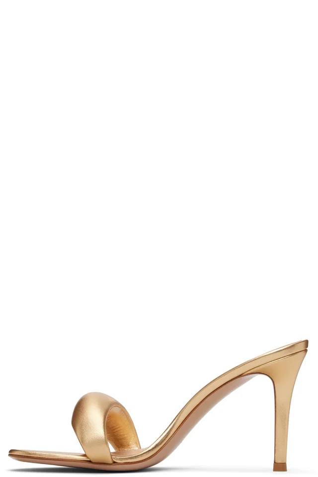 Gianvito Rossi Gold Bijoux Mule 85 Heeled Sandals, photo 3 of 3 from SSENSE