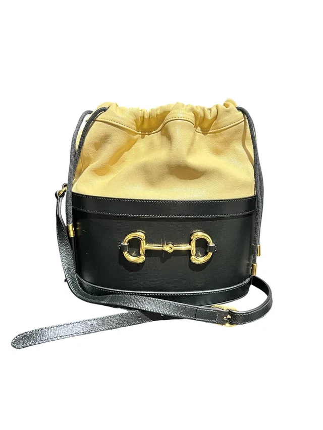 Gucci Horsebit 1955 Black+Panna Leather Crossbody Bag in Black Leather from Luxury Promise