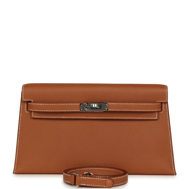 Hermès Kelly Elan Gold Madame Palladium Hardware in Gold Lambskin from Madison Avenue Couture