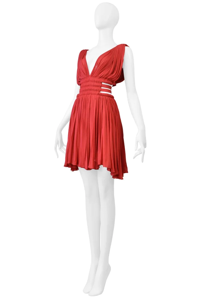 Alaïa Red Jersey Goddess Mini Dress 2004 in Red from Resurrection Vintage, photo 4 of 8
