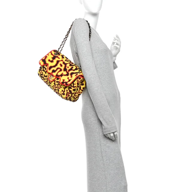 Chanel Fibers Magma Maxi Flap Yellow Black Red in Black Tweed from FASHIONPHILE, photo 3 of 11
