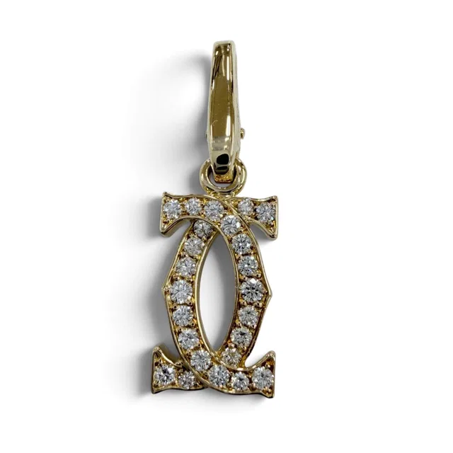 Cartier 18K Yellow Gold Double C Diamond Pendant in Yellow from LuxUness