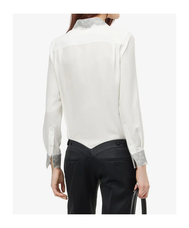 Alexander McQueen Women's Floral Lace Detail Shirt in Ivory, photo 3 of 4 from SENSER