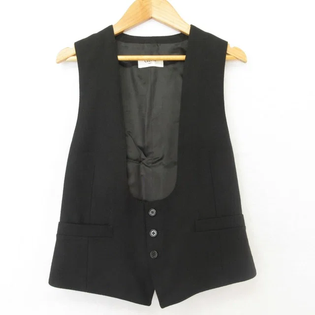 Celine Flannel Gilet Vest 36 Black in Black Cashmere from The Reluxe