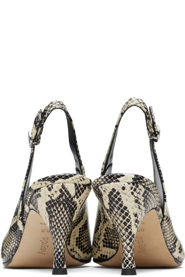 Aeyde Off-White & Black Carla Heels, photo 2 of 5 from SSENSE