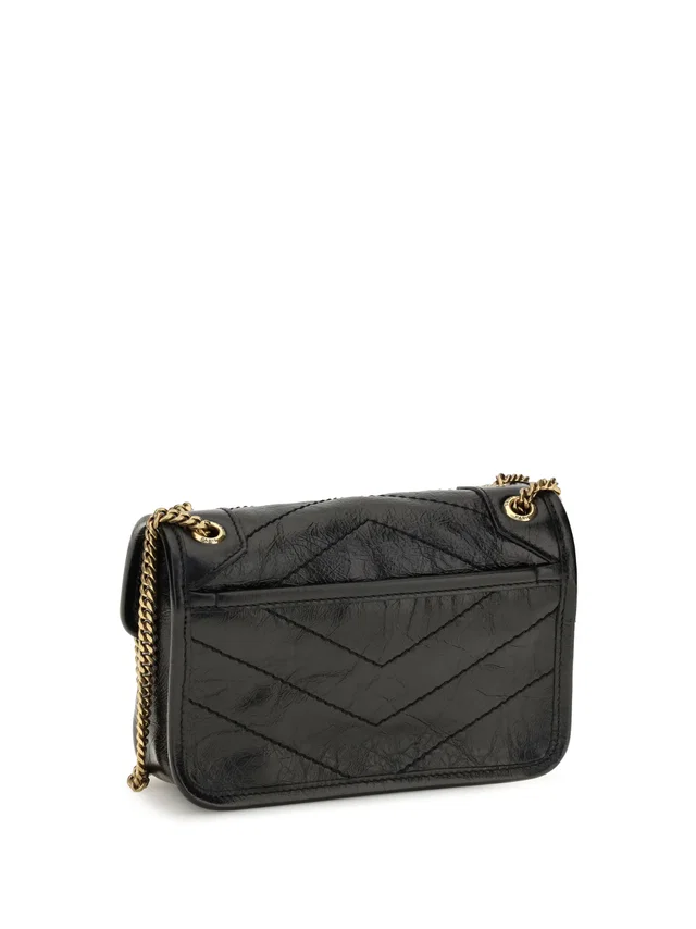 Saint Laurent Mini Niki Shoulder Bag — Black Calf Leather in Black Calfskin from HEWI