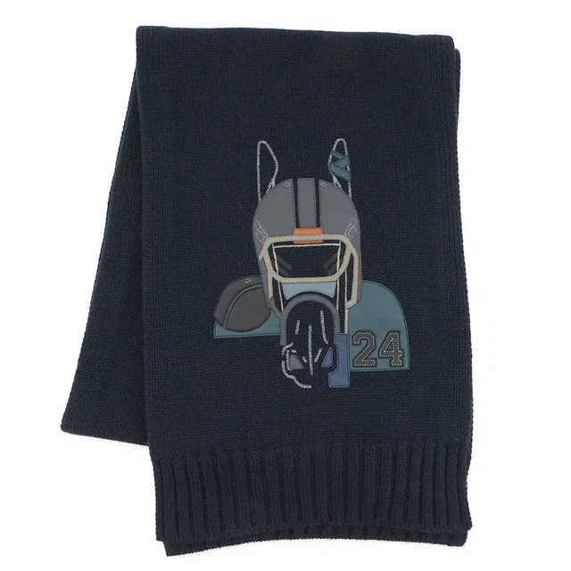 Hermès Quarter Bash Scarf Fall/Winter 2023 Marine Cashmere80% Silk20% in Navy from GALLERY RARE