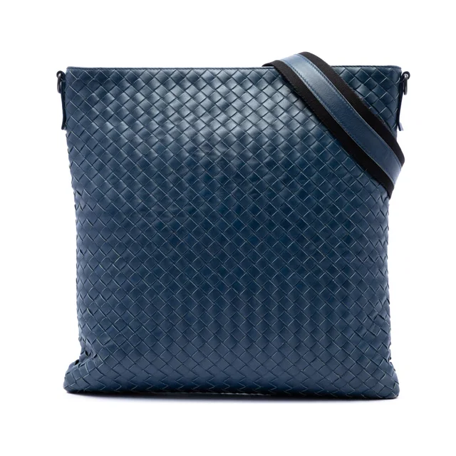 Blue Bottega Veneta Nappa Intrecciato VN Crossbody in Blue Nappa leather from Designer Revival