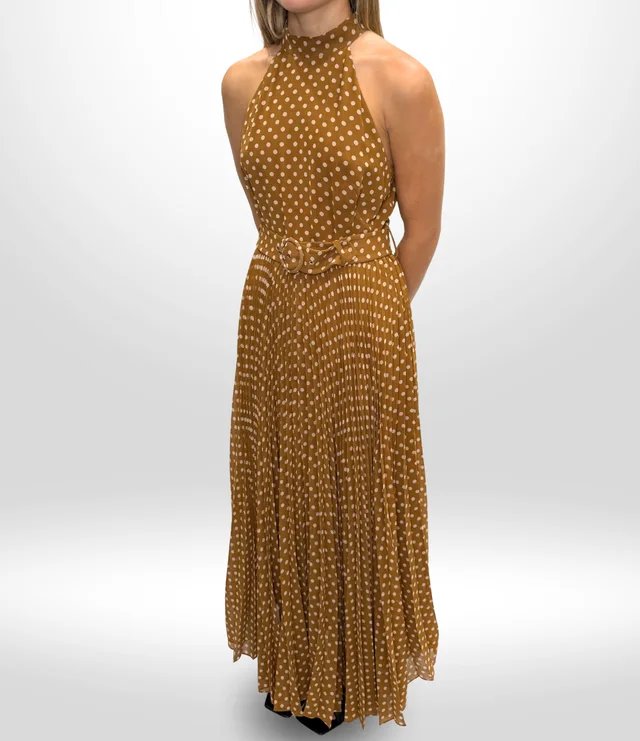 Zimmermann Brown Polkadot Halter Neck Dress Sz 2 from Revivre Luxury Consignment