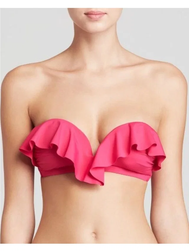 Zimmermann Hot Pink Ruffle Bandeau Bikini Top in pink from Poshmark