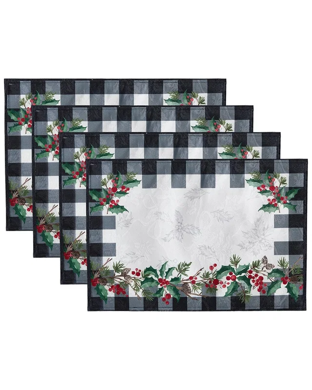 Elrene Home Fashions Set of 4 Holly Farmhouse Charm Holiday Fabric Placemats, image 1 of 1 from Rue La La
