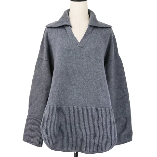 Loewe Anagram Wool Polo Knit Sweater S Gray in Grey Wool from The Reluxe