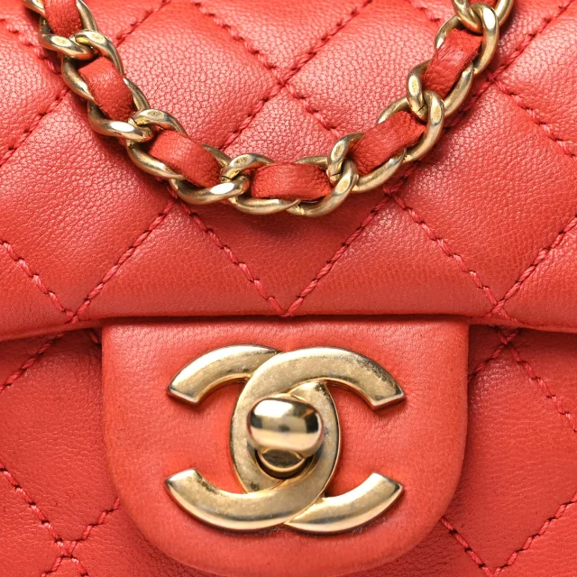 Chanel Quilted Extra Mini Cruise Charm Flap Coral in Lambskin from FASHIONPHILE, photo 7 of 10