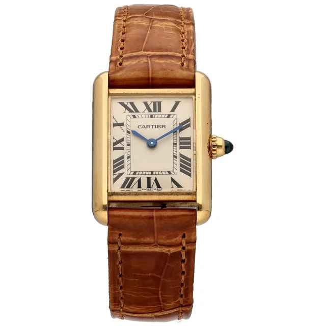 Cartier Tank Louis W1529856 22mm Gold Watch in Gold Leather from H&T