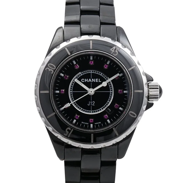 Chanel Pink Sapphire J12 H1634 34mm Quartz Black in Black Ceramic from VINTAGE QOO TOKYO