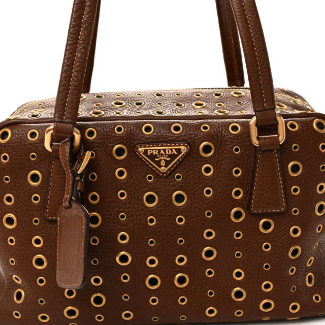 Prada Vitello Daino Grommet Satchel Bruciato in Calfskin from FASHIONPHILE, photo 8 of 11
