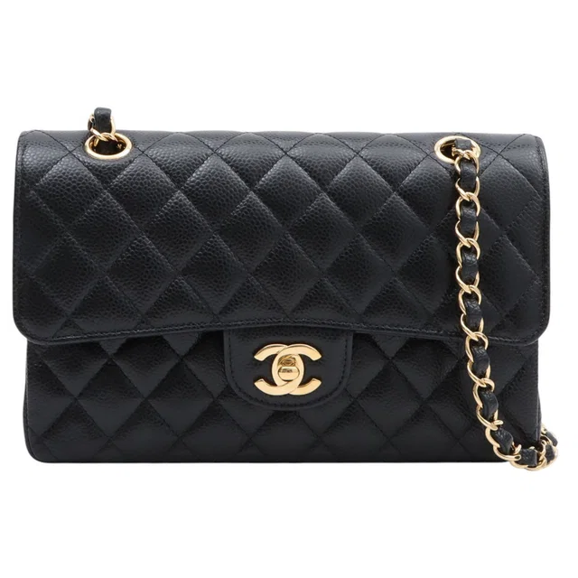 Chanel 2019年頃製 キャビアスキンクラシックフラップチェーンバッグ23cm ブラック from VINTAGE QOO TOKYO