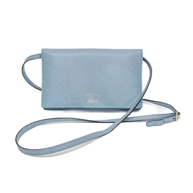 Gucci Swing 368231 Women's Leather Chain/Shoulder Wallet Light Blue in Light blue Leather from Elady