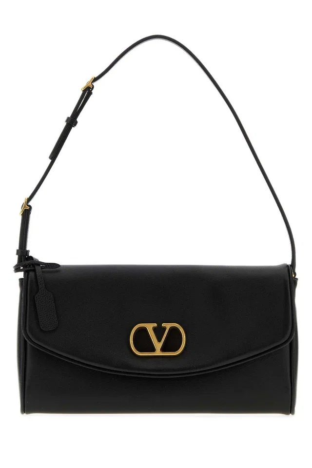 Valentino Garavani Devain Shoulder Bag — Black in Black Nappa leather from HEWI