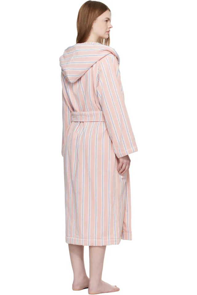 Tekla Pink Terry Hooded Bathrobe, photo 3 of 4 from SSENSE