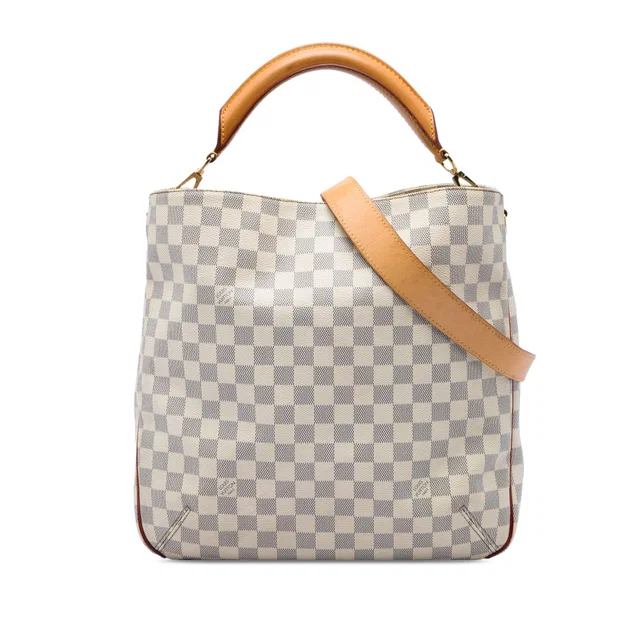 White Louis Vuitton Damier Azur Soffi Satchel in White Canvas from Designer Revival, photo 1 of 1