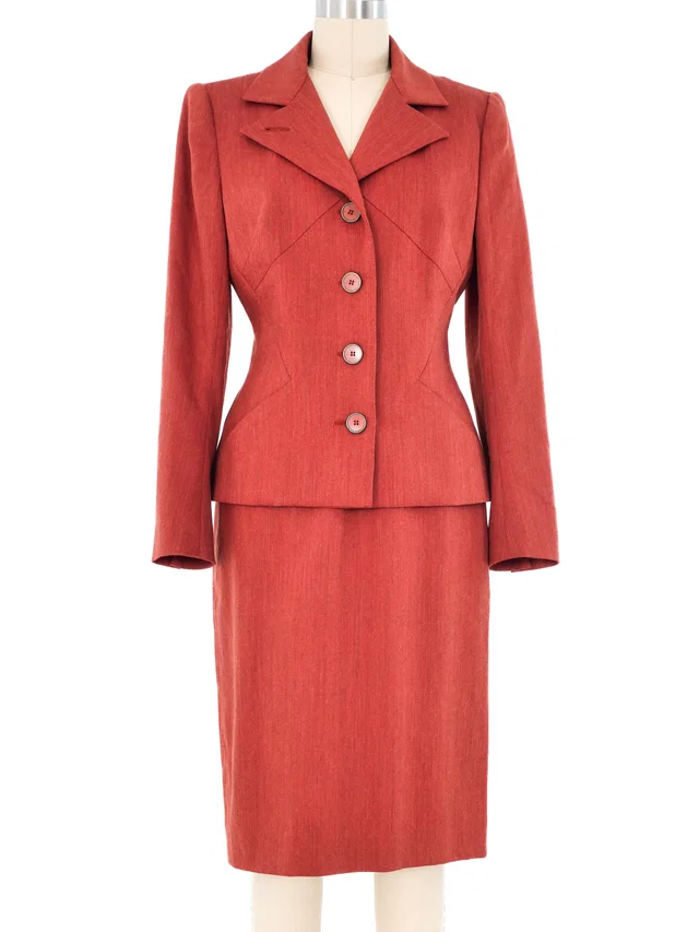 Givenchy Rust Skirt Suit in Wool from Arcade Vintage