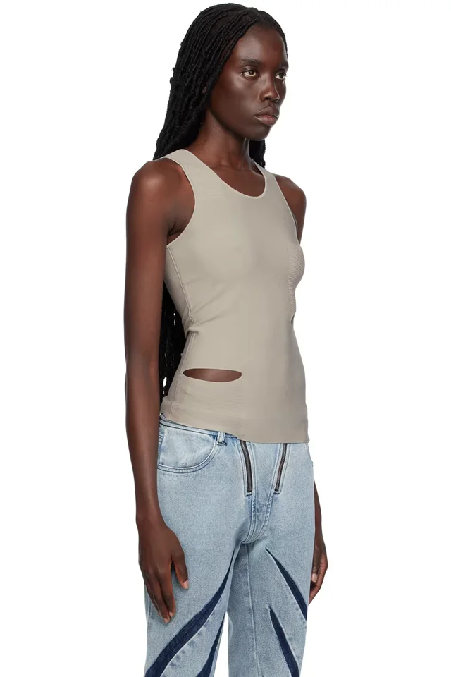 Dion Lee Gray Slit Tank Top, photo 2 of 4 from SSENSE