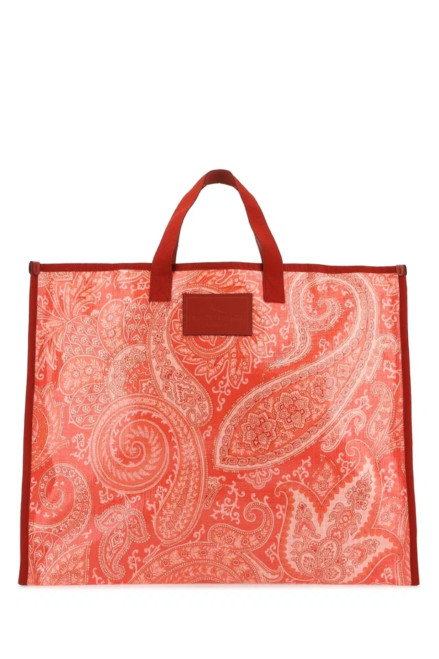 Etro Paisley Jacquard Tote Bag — Red in Red Leather from HEWI