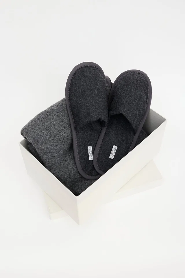 Brunello Cucinelli Cashmere Blanket & Slipper Set in Cashmere from VSP Consignment