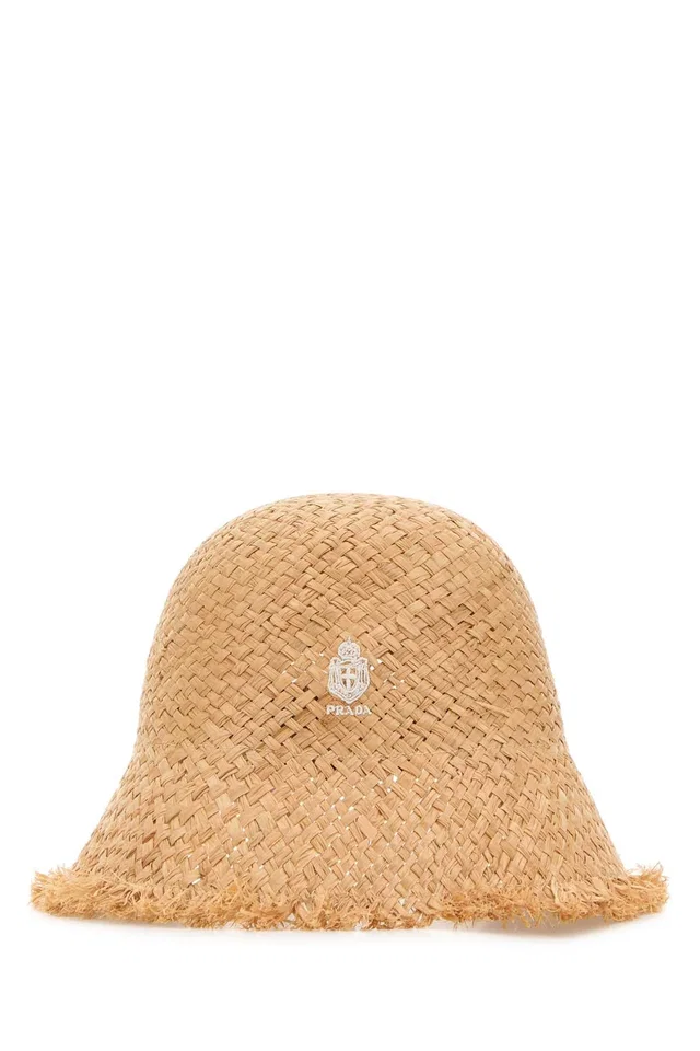 Prada Hat Raffia Baseball Cap — Beige Caps in Beige Raffia from HEWI