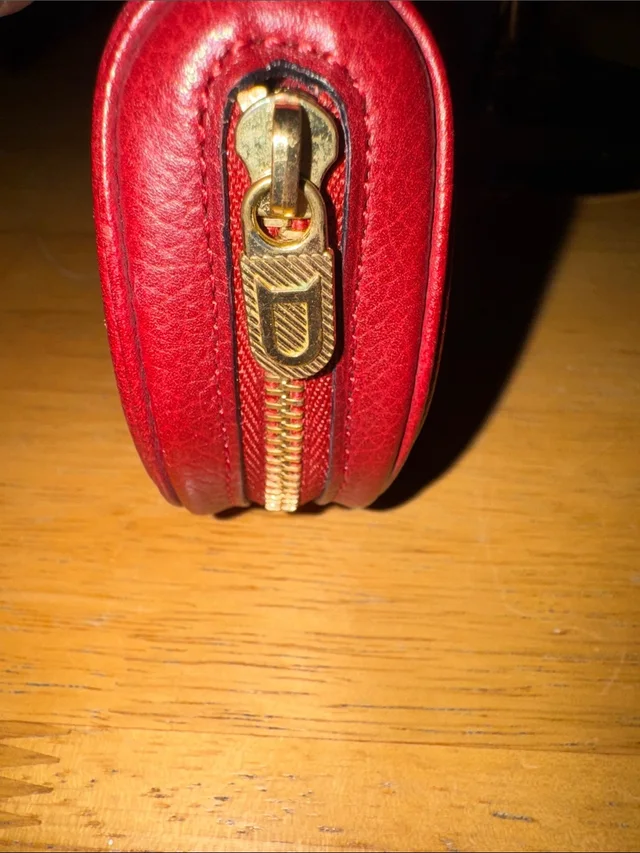 Delvaux Vintage Red Grained Leather Half-Moon Coin Purse Pouch Pristine in gold|red Caviar leather from Poshmark, photo 6 of 6