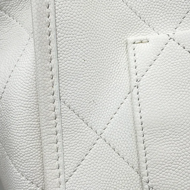 Chanel Stitch Pocket CCTote Bag WhiteAS5417 Caviar Leather in Caviar leather from GALLERY RARE, photo 11 of 19