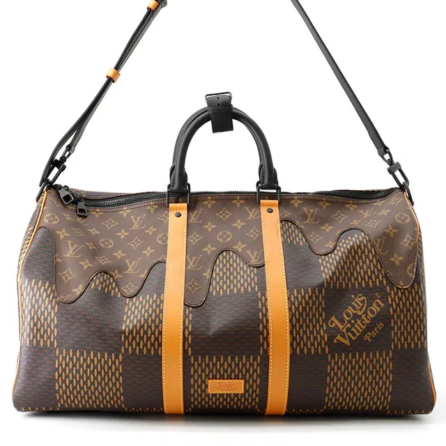 Louis Vuitton Keepall Bandouliere NoirN40360 Damier Ebene Canvas Giant Monogram NIGOCollaboration Size 50 in Brown Canvas from GALLERY RARE