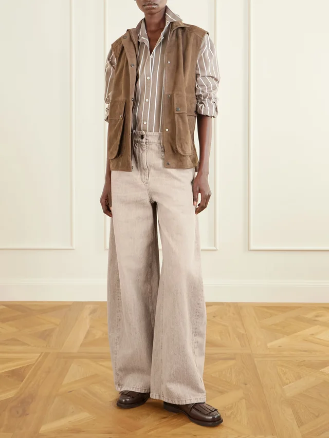BRUNELLO CUCINELLI Embellished high-rise wide-leg jeans in Beige, photo 2 of 2 from NET-A-PORTER (Canada)