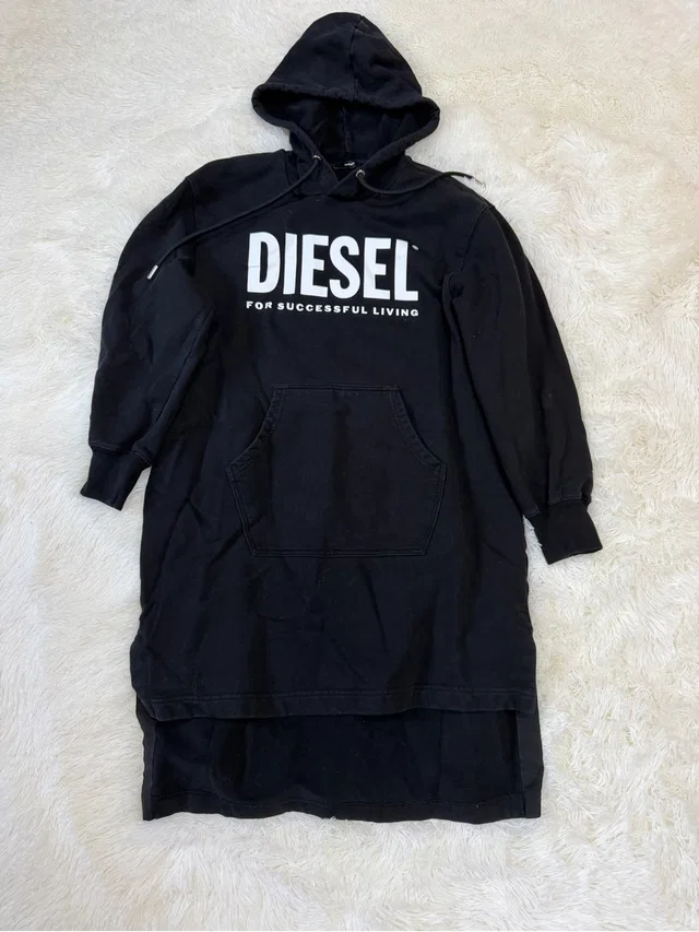 Diesel Black Logo Hoodie Dress in white|black from Poshmark