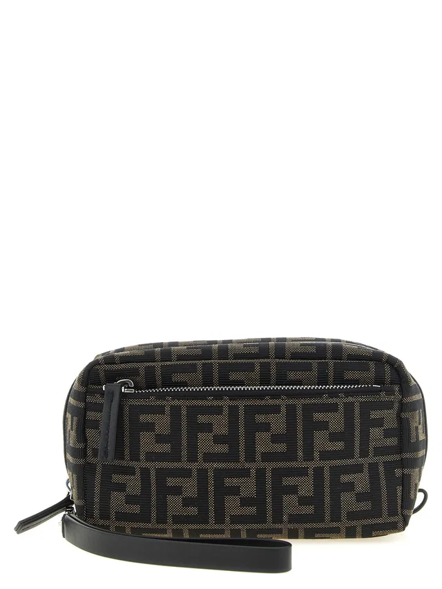 Fendi Ff Zucca Jacquard Travel Wallet — Black Fabric in Black Leather from HEWI