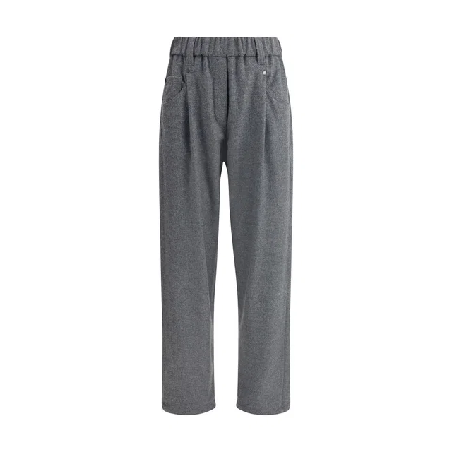 Brunello Cucinelli Gray Wool Casual Pants in Grey Wool from HEWI