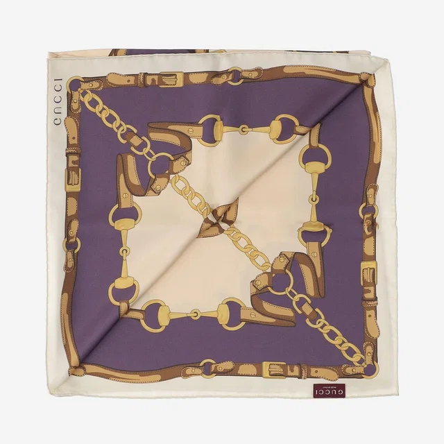 Gucci Silk Twill Printed Scarf — Purple Scarfs in Purple Silk from HEWI