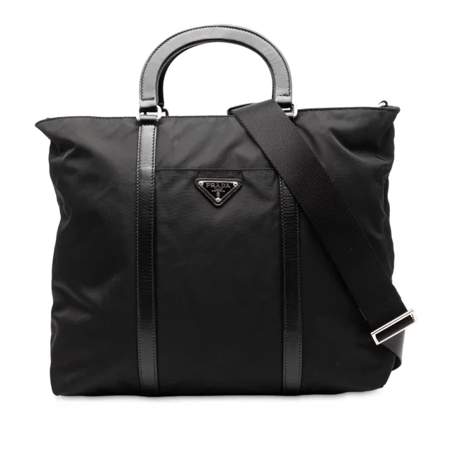 Black Prada Tessuto Satchel in Black Nylon from Designer Revival