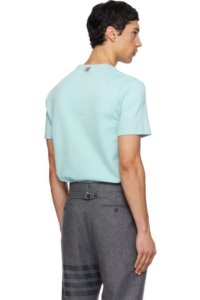 Thom Browne Blue Milano Cotton Oversized Pocket T-shirt, photo 3 of 5 from SSENSE