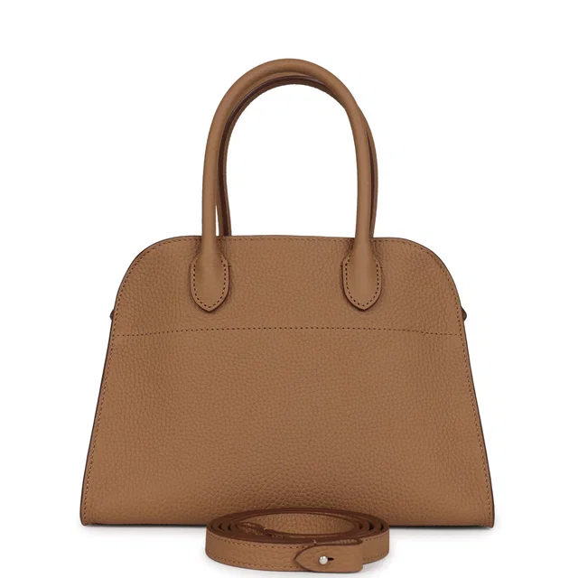 The Row Soft Margaux 10 Bag Sandpit Calfskin Silver Hardware in Calfskin from Madison Avenue Couture