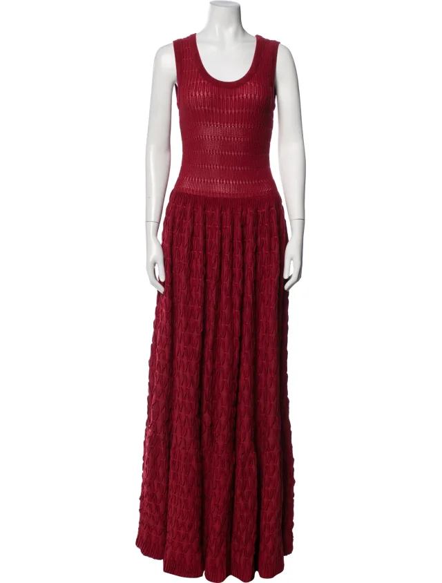Alaïa Wool Long Dress in red Wool from The RealReal