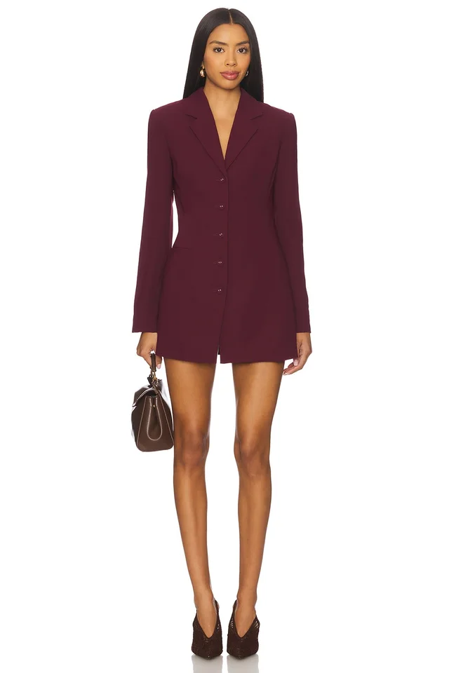 Amanda Uprichard Peralta Blazer Romper in Red from REVOLVE (Canada), photo 1 of 1