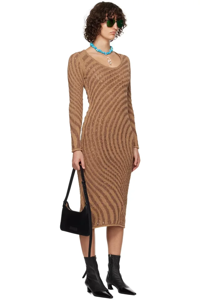 Acne Studios SSENSE Exclusive Brown Midi Dress, photo 2 of 4 from SSENSE
