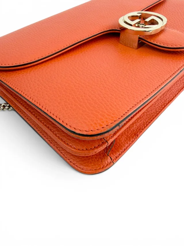 Gucci Interlocking G Shoulder Bag in Orange Leather from Season 2 Consign, photo 9 of 10
