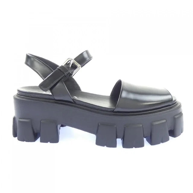 Prada Monolith Sandals Black in Black from The Reluxe