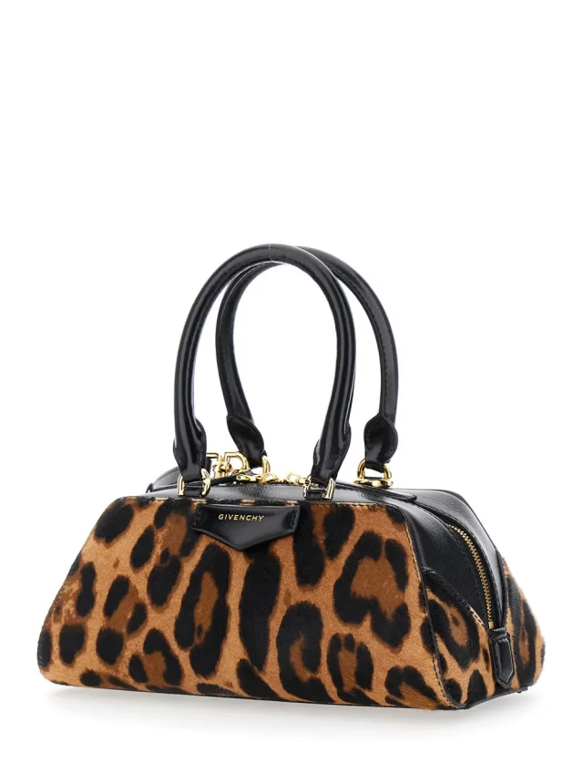 Givenchy 'Antigona East West' Brown Mini Handbag with Animalier Print and Logo Lettering on the Front in Leather Woman in Multicolor 100% Calf, photo 3 of 12 from Gaudenzi Boutique
